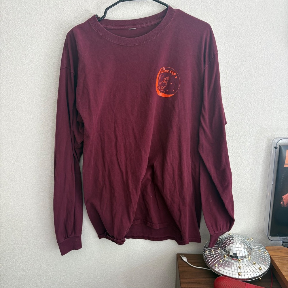Allez Oop Save a Horse Ride a Skateboard Graphic Long Sleeve Shirt Burgundy